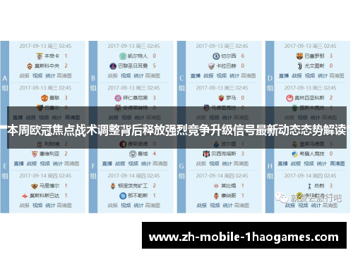 本周欧冠焦点战术调整背后释放强烈竞争升级信号最新动态态势解读